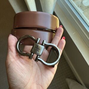 Salvatore Ferragamo Brown Belt with Silver reversible